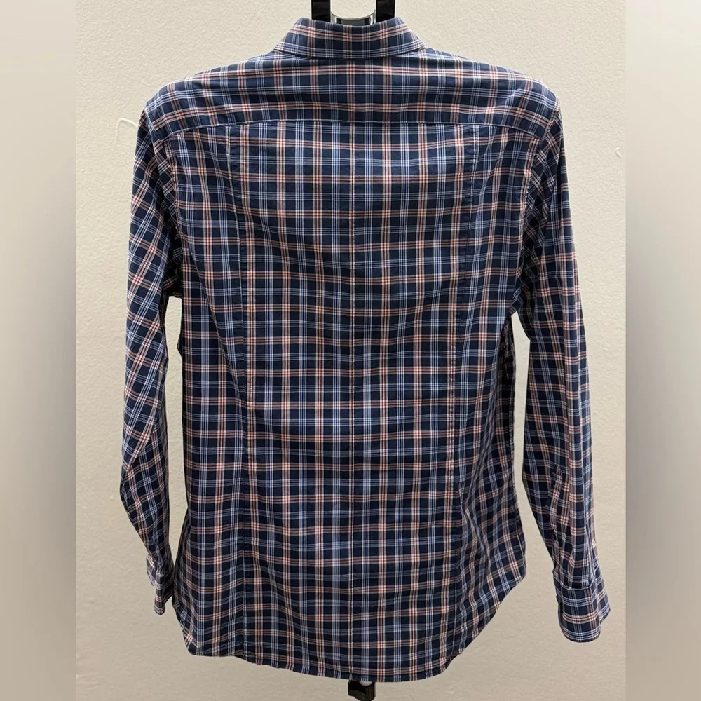 Banana Republic Navy and Pink Plaid Shirt